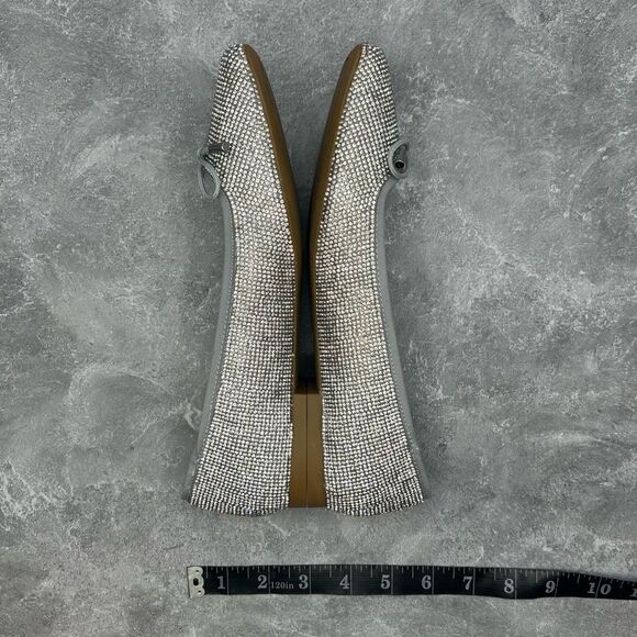 NWT Steve Madden Steffie Rhinestone Silver Ballet Flats Size 7 M Bow Detail - Picture 15 of 15